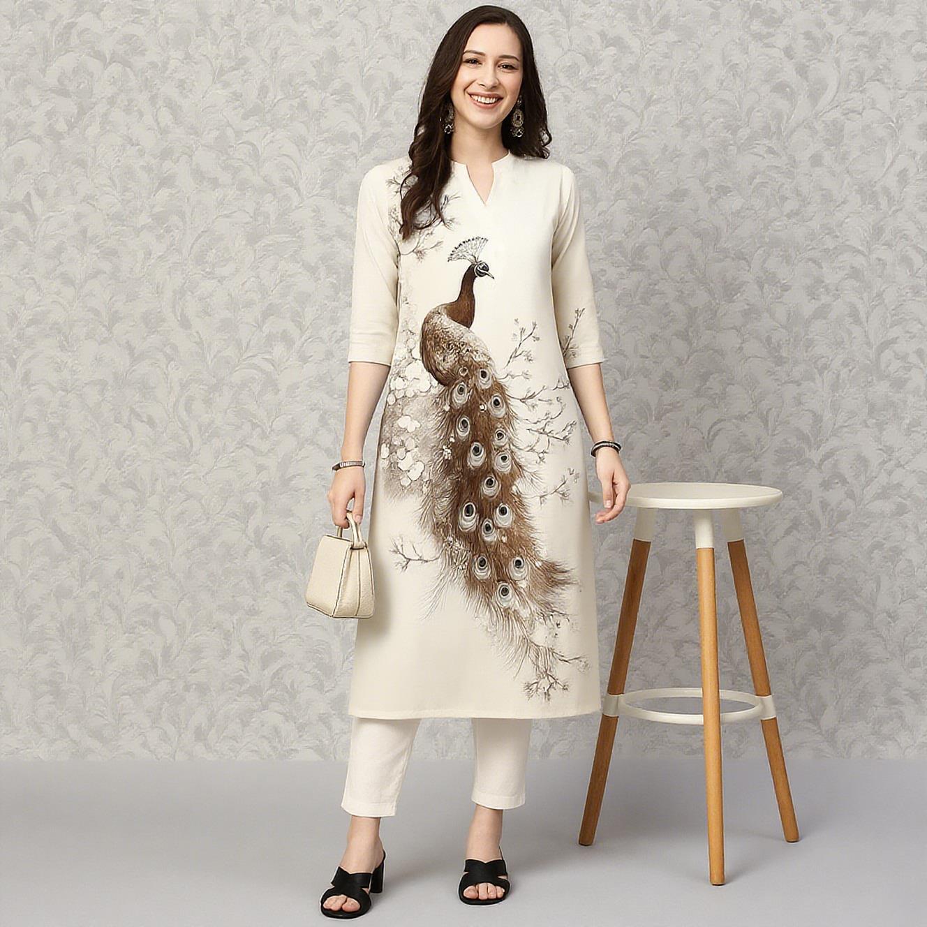 Peacock Women's Kurt Casual Fa - Ethnic Fashion Kurtis review and price