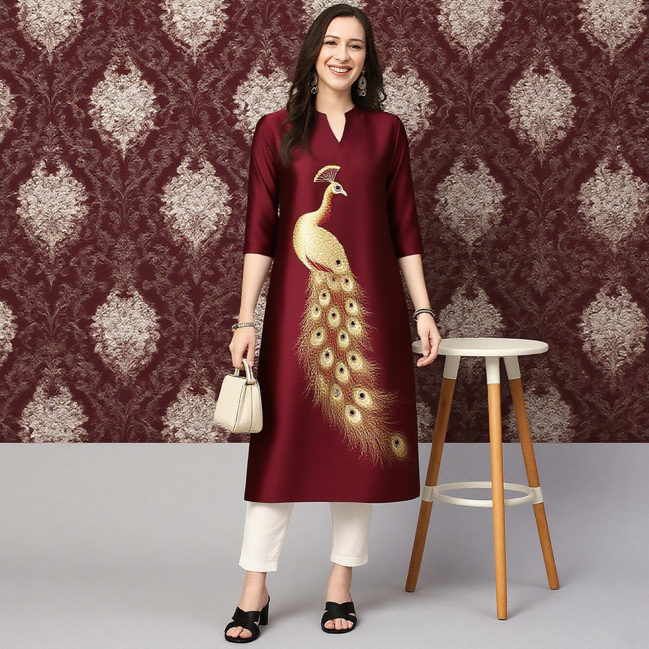 Peacock Women's Kurt Casual Fa - Ethnic Fashion Kurtis review and price