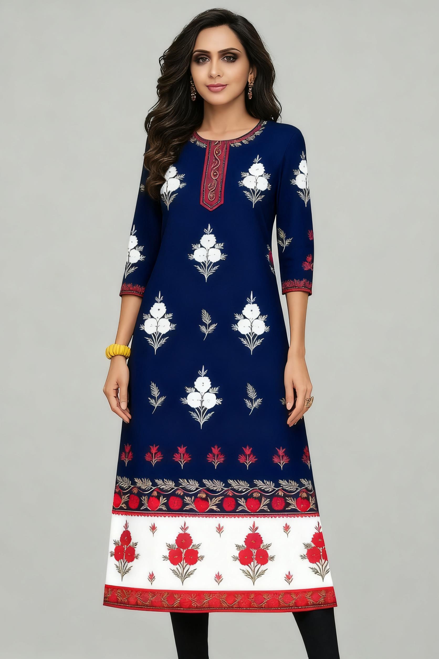 Muslim Kurt Flowers Women's Fa - Ethnic Fashion Kurtis review and price