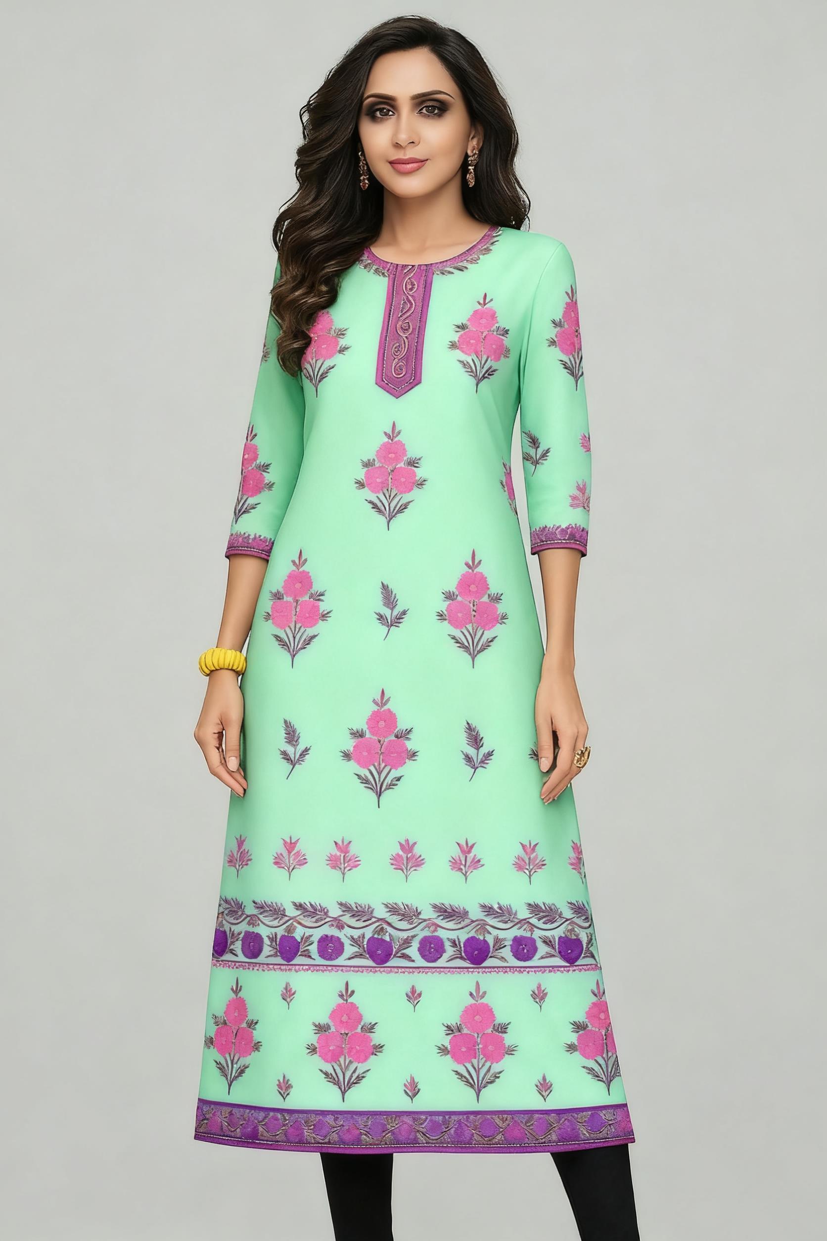 Muslim Kurt Flowers Women's Fa - Ethnic Fashion Kurtis review and price