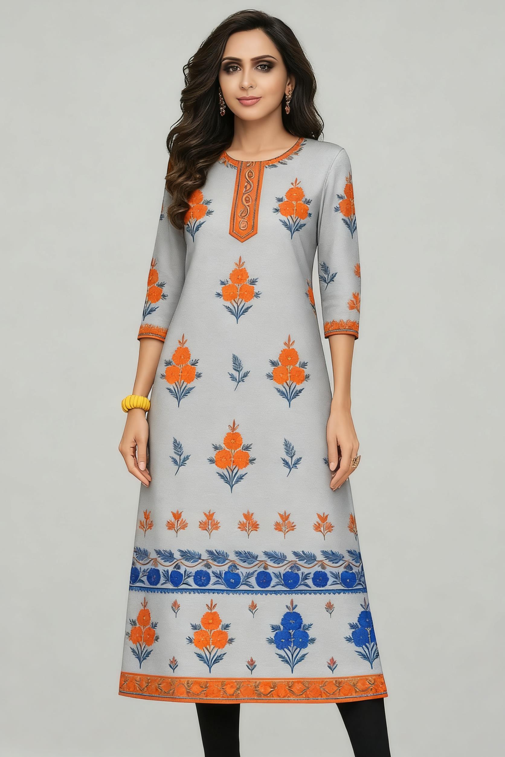 Muslim Kurt Flowers Women's Fa - Ethnic Fashion Kurtis review and price