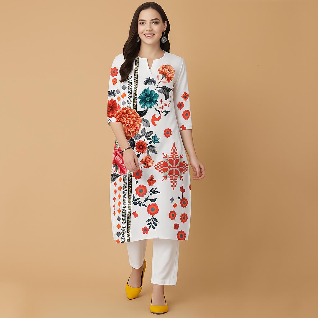 Muslim Flowers Kurt Christmas  - Ethnic Fashion Kurtis review and price